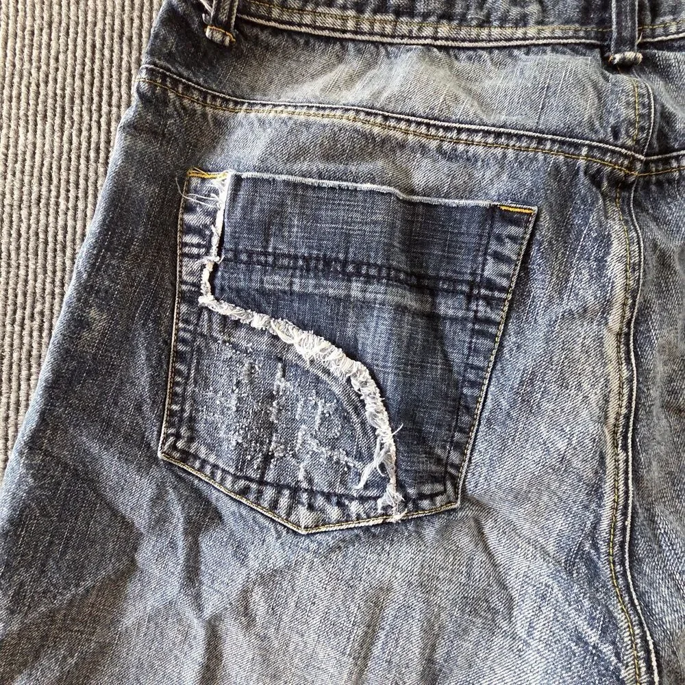 Y2K Vintage Akademiks Jeanius Mens Jean Shorts Size 40 Acid Wash